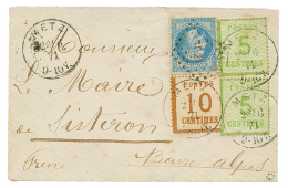 ALSACE - LORRAINE : 1871 FRANCE 20c(n°29) Obl. Ambulant SP2° + ALSACE 5c(x2)+ 10c Obl. METZ Sur Enveloppe(pd) Po - Other & Unclassified