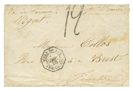 1866 Cachet Rare MERS DU SUD AMB. CALAIS + Taxe 12 Sur Enveloppe VIA PANAMA Pour La FRANCE. TTB. - Other & Unclassified