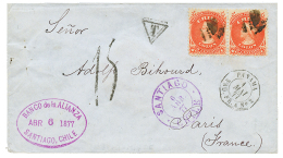 1877 CHILI 5c(x2) + Taxe 15 + PANAMA PAQ FR A N°2 Sur Enveloppe De SANTIAGO CHILE Pour La FRANCE. Superbe. - Otros & Sin Clasificación