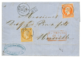 1858 10c(n°13) + 40c(n°16) TTB Margés Obl. Cachet Du Paquebot SIMOIS 22 JANV + Année "58" Manuscri - Other & Unclassified