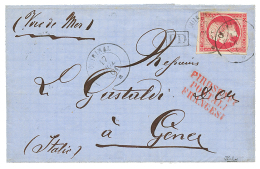 "QUIRINAL" : 1861 80c(n°17) TB Margé Obl. Cachet Du Paquebot QUIRINAL 17 Nov 61 Avec Texte De MARSEILLE Pour - Other & Unclassified