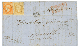 "METIDJA" : 1865 10c(n°21) + 40c(n°16) Obl. Ancre + Cachet Rarissime Du Paquebot METIDJA 14 Janv 65 Sur Lettre A - Other & Unclassified