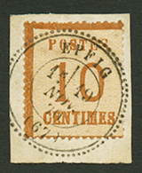 ALSACE-LORRAINE 10c Obl. Cacher Perlé Français T.24 EPFIG Sur Fragment. Très Rare. TTB. - Otros & Sin Clasificación