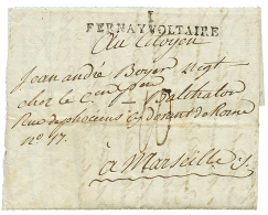 CRETE : 1798 1 FERNAY VOLTAIRE Sur Lettre Avec Texte Daté "CANEE 7 Fevrier 1798" Pour MARSEILLE. Verso, Achemineu - Sonstige & Ohne Zuordnung