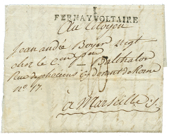 CRETE : 1798 1 FERNAY VOLTAIRE Sur Lettre Avec Texte Daté "CANEE 7 Fevrier 1798" Pour MARSEILLE. Verso, Achemineu - Otros & Sin Clasificación