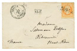 RHODES : 1867 40c(n°23) Obl. GC 5094 + RHODES TURQUIE Sur Enveloppe Pour La FRANCE. Bureau Rare. Cote 1500 Euros. Su - Autres & Non Classés