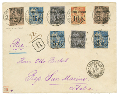 CONGO : 1892 N°1(x2) + N°2(x3)+ N°4+ N°5c(SURCHARGE RENVERSEE) + N°6 Obl. LIBREVILLE Sur Enveloppe R - Other & Unclassified