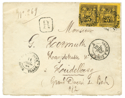 GUADELOUPE : 1884 Provisoire Paire 25 S/ 35c(n°2) Sur Enveloppe RECOMMANDEE De BASSE-TERRE Pour Le DUCHE De BADE. Ra - Other & Unclassified