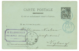 GUINEE - PRECURSEUR : 1892 CG Entier Postal 10c Daté De RIO-NUNEZ Obl. VICTORIA SENEGAL Pour Le DANEMARK. Tr&eacu - Altri & Non Classificati