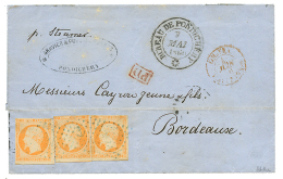 Utilisation Exceptionnelle De TIMBRES De FRANCE Au Bureau De PONDICHERY Avant L'arrivée Des AIGLES : 1860 FRANCE - Autres & Non Classés