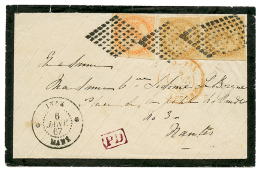 "INDES - Losange De MAHE" : 1867 AIGLE Paire Du 10c + 40c Obl. Losange De 64 Points (type Spécial) + INDE MAHE Su - Other & Unclassified