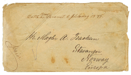 MISSIONNAIRE NORVEGIEN à MADAGASCAR : 1875 "PAID" Manuscrit Apposé Par La Poste Anglaise(british Runner Se - Other & Unclassified