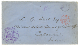 "MADAGASCAR BRITISH MAIL Pour Les INDES " : 1887 Superbe Cachet BRITISH/CONSULAR MAIL/ANTANANARIVO En Bleu + "PD" Manusc - Other & Unclassified