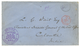 "MADAGASCAR BRITISH MAIL Pour Les INDES " : 1887 Superbe Cachet BRITISH/CONSULAR MAIL/ANTANANARIVO En Bleu + "PD" Manusc - Altri & Non Classificati