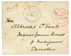 MADAGASCAR - BRITISH MAIL : 1890 BRITISH MAIL ANTANANARIVO En Bleu + BRITISH MAIL TAMATAVE En Rouge Sur Enveloppe(pd) Po - Altri & Non Classificati