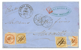 "Une Des 2 Lettres Connues De 1859 Au Type AIGLE" : AIGLE 10c(x2) + 40c(x2) Un Ex. Déchiré Obl. PLUME + ST - Autres & Non Classés