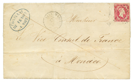 "1ère Lettre Connue De SARDAIGNE Pour La Principauté De MONACO" : 1852 SARDAIGNE 40c Marges Courtes Obl. R - Altri & Non Classificati