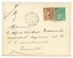 NOUVELLE CALEDONIE : 1882 Mixte CG 20c Type SAGE + 5c ALPHEE DUBOIS Obl. NOUMEA Sur Enveloppe Avec TB Texte Pour Le BAGN - Other & Unclassified