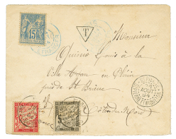 ST PIERRE ET MIQUELON : 1894 Cachet ST PIERRE ET MIQUELON 28 Aout 94 + FRANCE 15c SAGE Obl. PARIS ETRANGER 14 Sept 94 En - Other & Unclassified