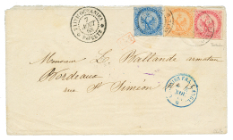 TAHITI : 1868 Superbe Tricolore Au Type AIGLE Avec 20c+ 40c + 80c Obl. Cachet à Date TAHITI(OCEANIE) PAPEETE Sur - Other & Unclassified