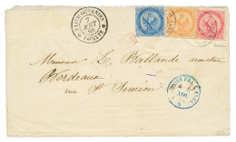 TAHITI : 1868 Superbe Tricolore Au Type AIGLE Avec 20c+ 40c + 80c Obl. Cachet à Date TAHITI(OCEANIE) PAPEETE Sur - Altri & Non Classificati