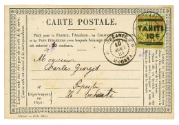 "MOOREA" : 1884 Provisoire 10c S/ 20c(n°5) Obl. Cachet Trés Rare OCEANIE MOOREA Sur CARTE PRECURSEUR Pour PAP - Altri & Non Classificati