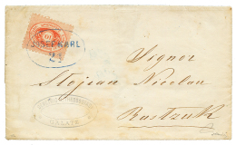 GALATZ : 1870 DDSG 10k Red Canc. Extremely Scarce Blue Cachet JOSEPH KARL On Entire Letter From GALATZ To RUSTZUK. GREAT - Sonstige & Ohne Zuordnung