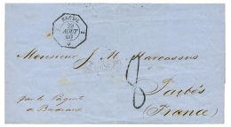 BRAZIL - CONSULAR POST : 1860 Extremely Rare Cachet BRESIL 2 + "8" Tax Marking On Cover To FRANCE. Verso, BRESIL ESTRAMA - Altri & Non Classificati