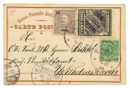 BRAZIL : 1899 UPU Card Datelined From BAHIA Franked With BRAZIL 300R + FUNCHAL 20r+ GERMANY 5pf Canc. MARINE SCHIFFSPOST - Other & Unclassified