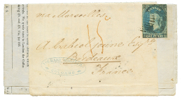 CEYLON : 1861 1d + "15c" Tax Marking In Red On Complete PRINTED MATTER From COLOMBO To FRANCE. Scarce. Vvf. - Ceylon (...-1947)