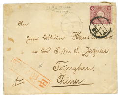 1902 JAPAN 3s On Envelope To "S.M.S JAGUAR, TSINGTAU CHINA". Verso, SHANGHAI IJPO. Vf. - Otros & Sin Clasificación