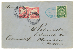 1903 KIAUTSCHOU 10pf(x2) Canc. TSINGTAU + CHINA 10c Canc. WEIHSIEN On Envelope To GERMANY. Rare Mixed Franking. Verso, C - Sonstige & Ohne Zuordnung