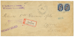 CHINA - RUSSIAN P.O. : 1903 10k(x2) + "FRANCE VIA SIBERIA" Bilingual Cachet In Voilet On REGISTERED Envelope From SHANGH - Otros & Sin Clasificación