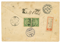 CHINA - RUSSIAN P.O. : 1903 RUSSIA 10k(x2) + Verso CHINA 10c(x2) Canc. TIENTSIN On REGISTERED Envelope To GERMANY. Scarc - Other & Unclassified