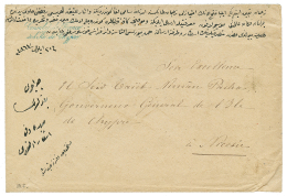 CYPRUS - TURKISH Period : Blue Cachet CONSULAT DE FRANCE A L'ILE DE CHYPRES On Envelope To Governor General Of CYPRUS At - Chipre (...-1960)