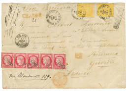 1875 FRANCE 80c Strip Of 5 Canc. GC 5080 + PAQ. ANGL. ALEXANDRIE + EGYPT 2P(x2) Canc. POSTE EGIZIANE CAIRO + CHARGE In R - Altri & Non Classificati