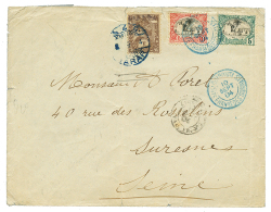 1904 ETHIOPIA 2g Brun Canc. HARAR + SOMALIS COAST 5c + 10c Canc. DJIBOUTI On Envelope(small Tear) To FRANCE. Scarce. Vf. - Ethiopie