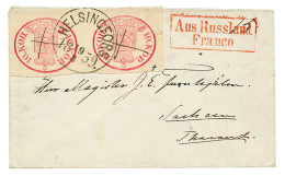 FINLAND : 1859 10 Kop Horizontal Pair , Wove Paper On Canc. HELSINGFORS + Pen Cross On Envelope To THARAND (SAXONY). Sma - Other & Unclassified