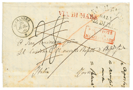 IRAK - PRECURSOR : 1856 French Maritime Cachet ALEXANDRE 26 JUIL. 56 + VIA DI MARE On Entire Letter With Text(fault) Dat - Irak