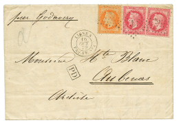 JAPAN : 1872 FRANCE 40c + 80c(x2) Canc. ANCHOR + Very Scarce LIGNE S PAQ FR N° 2 On Entire Letter (double Rate) From - Other & Unclassified