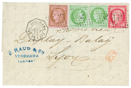 JAPAN : 1875 FRANCE 5c(x2) + 10c + 80c CERES Canc. ANCHOR + YOKOHAMA PAQ FR S N°3 On Entire Letter From YOKOHAMA To - Autres & Non Classés