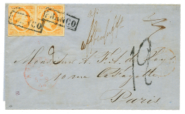 1864 Superb Pair 15c Canc. FRANCO + "AFFRANCHISSEMENT INSUFFISANT" + "12" Decimes Tax Marking On Entire Letter To PARIS( - Sonstige & Ohne Zuordnung