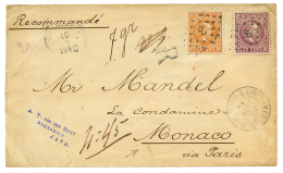 "NETHERLAND INDIES To MONACO" : 1890 10c + 25c On REGISTERED Envelope To MONACO. Vvf. - Netherlands Indies