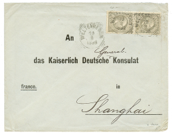 "NETHERLAND INDIES To CHINA" : 1898 12 1/2c(x2) Canc. WELTEVRESEN On Envelope To SHANGHAI(CHINA). Verso, German Label DE - Niederländisch-Indien