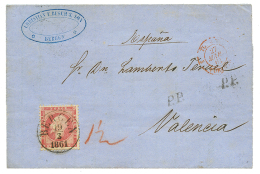 NORWAY : 1861 8 Sk Canc. BERGEN + P.P On Entire Letter (printed Matter) To VALENCIA(SPAIN). Superb. - Otros & Sin Clasificación