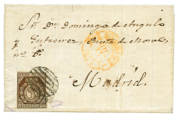 SPAIN : 1853 3c(Yvert N°23) With 4 Nice Margins On Entire Letter From MADRID To MADRID. Catalogue Value Only For Sta - Mosambik