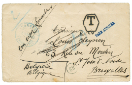 FERNANDO-POO : 1893 CORREOS FERNANDO POO + HABILITADOS 50 CENT-PTA + Rare Blue Cachet TAXE ANNULE On Envelope To BRUXELL - Altri & Non Classificati