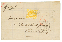 ST LUCIA : 1881 4d Yellow Canc. A11 + ST LUCIA On Cover From CASTRIES To FRANCE. Superb. - St.Lucia (1979-...)