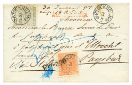 SWEDEN : 1857 6 SKILLING + 24 SKILLING With Strong Color Canc. STOCKHOLM On Envelope To UTRECHT(NETHERLANDS). RARE. Supe - Other & Unclassified