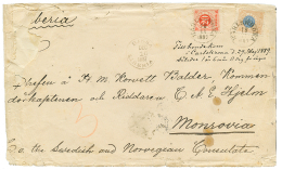SWEDEN To LIBERIA : 1887 1 KRONA + 20 Ore Canc. KARLSKRONA + BASSA LIBERIA On Envelope(faults) With Full Text To MONROVI - Autres & Non Classés